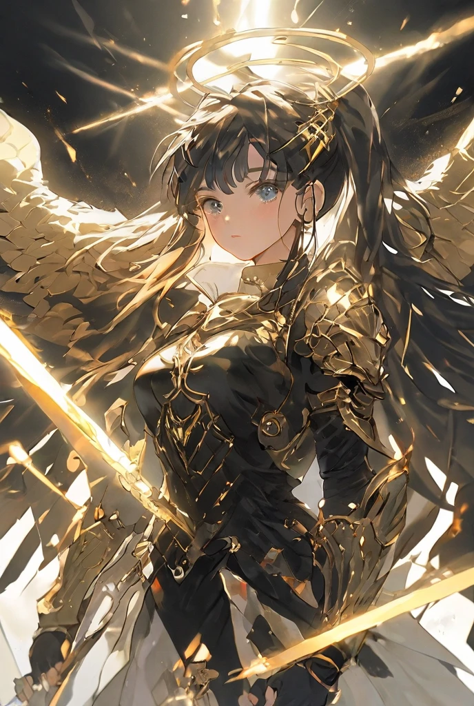  Girl with black hair and blue eyes,  helmet and valkyrie armor ,  full 3 poses ,  Character Design,  ultra high resolution 8k ,  Ultra high definition 4k,  knight with magic sword ,  Sci-Fi armor , Shine, heroine cara ,  elemental sword ,  Full silver plate ,  stabilizing diffusion , TRON style,  ponytail,  Many swords in the background ,
