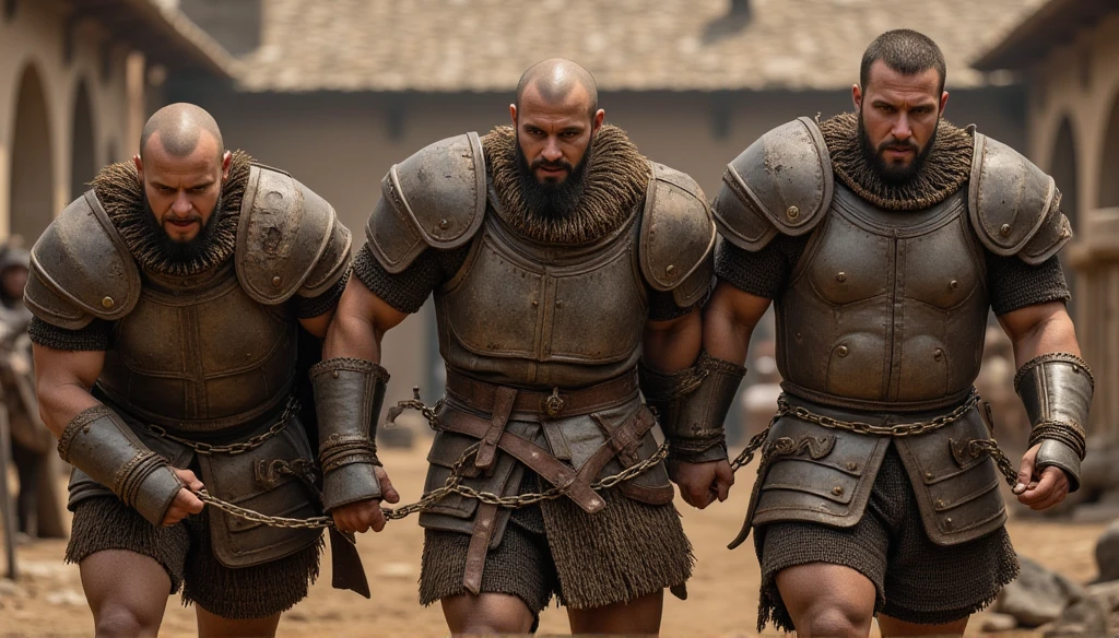 looking at us, shoot from front, face focus, Bandit, Fat ferocious barbarian:2, This barbarian is a robust stocky Japanese, smirking, mid combat, intense battle scene, leather and iron armor, armored short skirt, holding a Viking War Axes, viking helmet, legs exposed from thighs to feet, fierce warriors, ancient battlefields, epic showdown, battleground background, masterpiece, volumetric lighting, Dramatic, Uighur the Warden, breathtaking action, dynamic poses, bald, ((ultra sharp)), ((masterpiece)), ((best quality)), ((ultra detailed)), ((intricate details)), Inguinal region detailed, Dilapidated, breathtaking action, destroyed city after big air raids, fire, A desolate, post-apocalyptic cityscape, A brutal scene, lets out a yell, casting an ominous shadow,