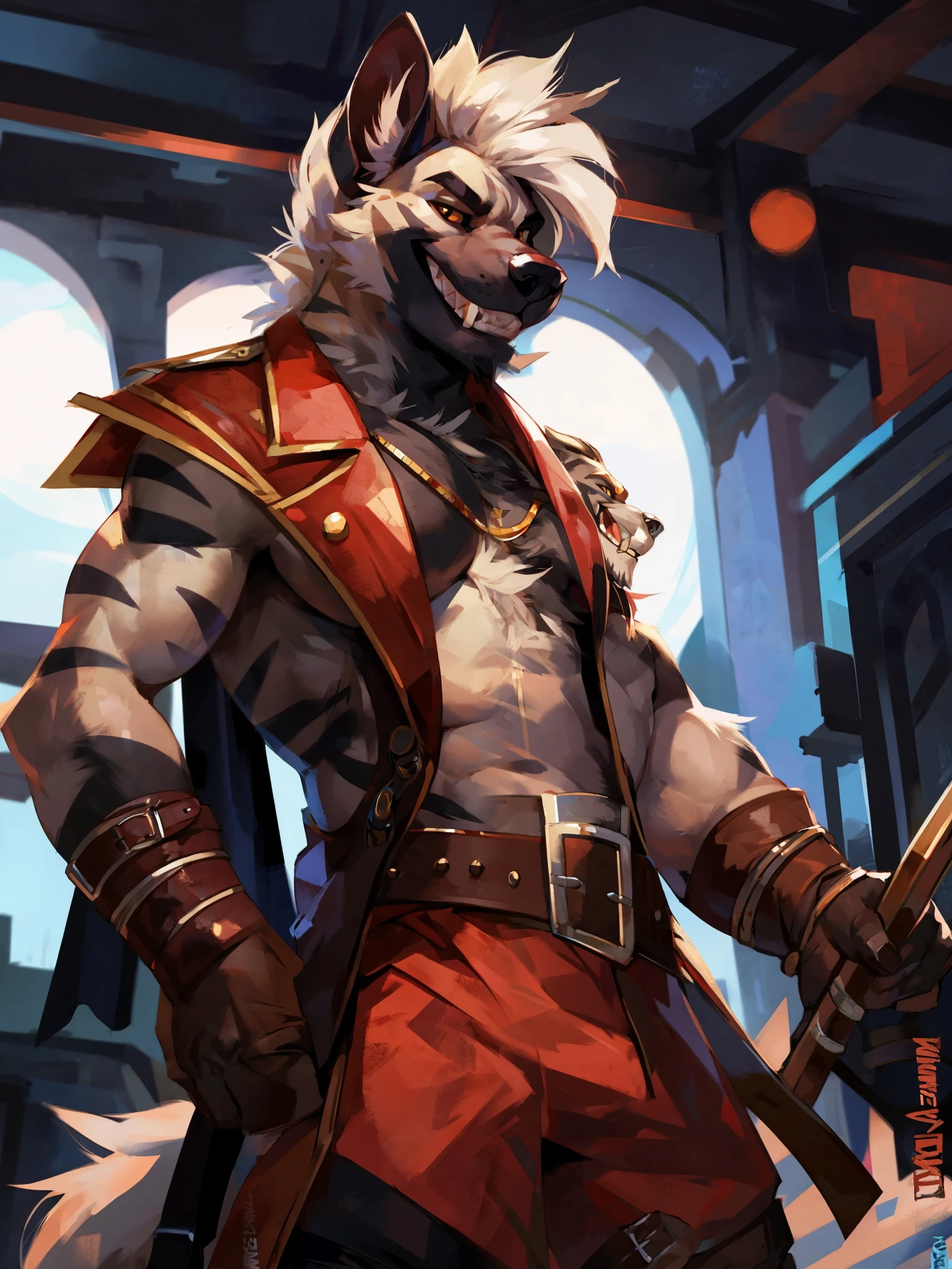 lindong, lucusold, lanxus, a man with a huge muscle, furry ((white lion)), cyberpunk era, cowboy hat, ((huge muscular:1.2, wide pectoral, thick arms, sixpack)), smile, thicc, lowres, giant and muscular, danbooru and artstation, heavy detailed, insanely inflated hips, pants, cloak, proportionally arms, fluffy chest, commission for high res, detailed but rough, semirealistic:1.3