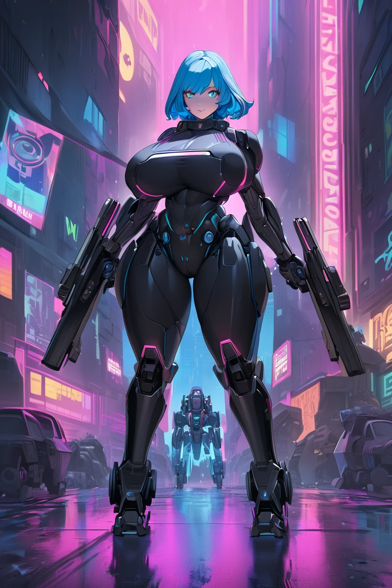 best quality,4k,8k, highres, masterpiece:1.2), extremely detailed eyes, extremely detailed body, (large masterpiece digital art), (detailed manga illustration), (detailed line art), ((perfect anatomy)), (intricate details:1.3), (ultra-detailed:1.3), (illustration:1.3), (sharp focus:1.3), (natural lighting:1.05), (vivid colors:1.3), (masterpiece), (best quality:1.4), (perfect anatomy:1.4), high quality, expressive eyes, full body, tall girl, detailed face, beautiful face, perfect face, breasts, gloves, large breasts, cyberpunk, (black armor), mystic red armor, short hair, ((pale skin)), messy hair, detailed ((dark blue hair)), (honeydew hair), multicolored hair, two-toned hair, detailed eyes, (amber eyes), hourglass physique, mecha musume, fortified suit, mechanical parts, headgear, robot joints, bodysuit, deva battle suit, gloves, thick thighs, toned, emblem, superhero, dynamic lighting, 4k resolution, dynamic pose, weapon, energy weapon portrait, Jeff Bridges, ((cartoon style)), Marvel Cinematic Universe style, (((alien city in the background))), soft bokeh of futuristic city, Atey Ghailan, Jeremy Mann, Greg Manchess, Antonio Moro, trend in ArtStation, trend in CGSociety, Intricate, High Detail, Sharp focus, dramatic and photorealistic painting art by Midjourney and Greg Rutkowski, bokeh in the background