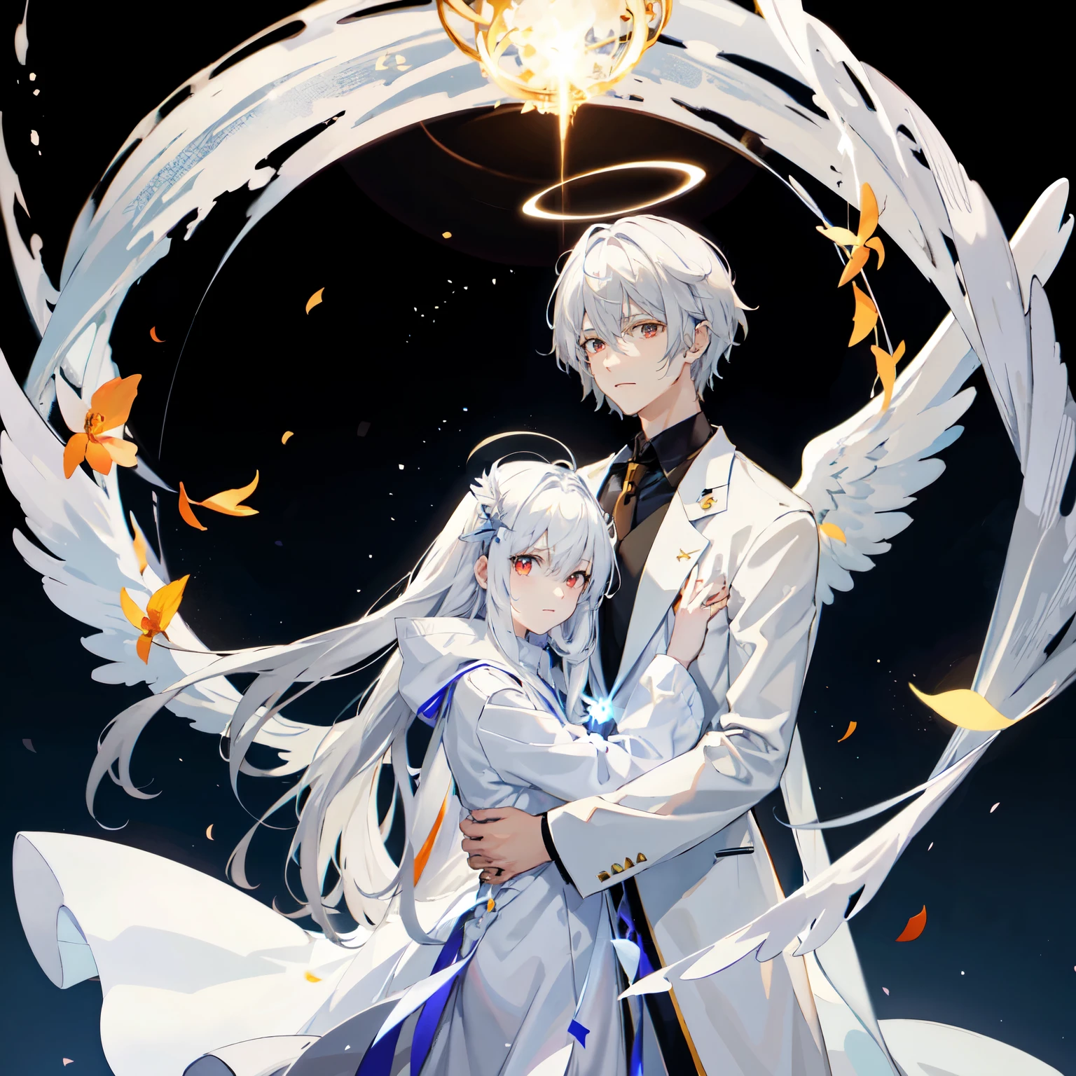 Anime couple hugging and kissing , long scarf red color , Looking forward Man in formal suit wearing a white and platinum lab coat above Man,red eyes, cabello largo color platino anime angel con alas y un halo por encima de la cabeza, anime wallpaper , bíblico preciso angel , angelic, , glowing angelic being , an angel, angelical, hd anime wallpaper , Night, angel, ascension, Big shiny white wings , , Angelic and Disturbing , the lilies, ethereal anime, angelic angel alas de angel, white-haired deity, Glowing Angelic Being , Angelic halo, sacred halo, Un angel, snowy anime background , winner of the pixiv , The Angel of Death with a halo, anime wallpaper, angelic and disturbing, orange halo around her head , ray of light through white hair, bright halo above his head, Looking forward Man in formal suit wearing a white and platinum lab coat above Man,red eyes, cabello largo color platino anime angel con alas y un halo por encima de la cabeza, anime wallpaper , bíblico preciso angel , angelic, angel glowing angelic being , angel, angelical, anime wallpaper , Night, angel, ascension, Big shiny white wings , , Angelic and Disturbing , the lilies, ethereal anime, angelic halo con alas de angel, white-haired deity, Glowing Angelic Being , Angelic halo, sacred halo, Un angel, , orange halo around her head , ray of light through white hair, bright halo above his head, ANGEL HALO shiny white and platinum , masterpiece, angry face, Ojos rojos, close up , swirling wind, snowy background , ANGEL HALO shiny white and platinum , masterpiece, angry face, Ojos rojos, close up , swirling wind, snowy background , lab coat color white and platinum formal outfit platinum color formal attire complex snowy background