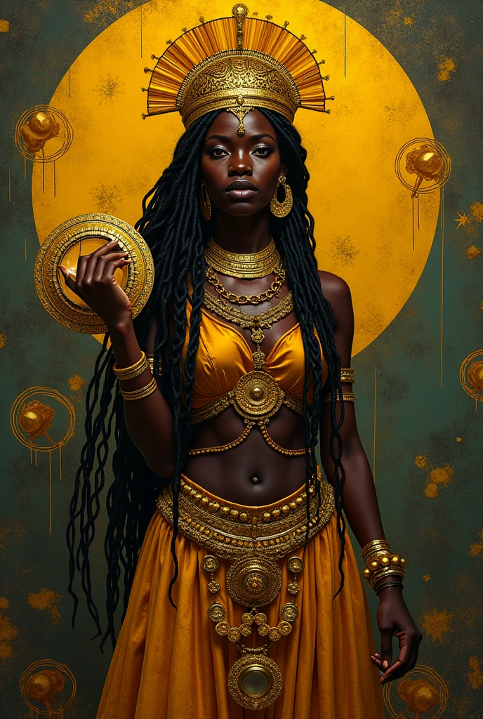 Негритянка женщина с Tigerом на плече, digital art by John La Gatta, winner of the shutterstock competition, Afrofuturism, Smooth black woman, stunning African Princess, black African Princess, The African Queen, African Princess, Tiger, African mythology, kemetic, Dark-skinned woman-goddess of love, Black lioness made of resin