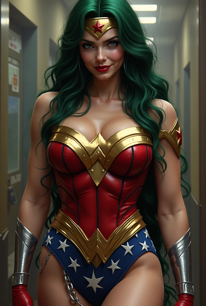 8K, ultra detailed body, ultra detailed face, super sexy, goddess of temptation and lust in a sexy wonder woman cosplay, cyan colored hair, voluptuous, sexy body, huge breasts, juicy lips, mesmerizing blue big yes, gigantic braests, perfect face shape, super detailed sexy body, very fair white sexy girl, ultra large gigantic boobs, very hot chic, fully sexy body image, the sexy super hot wonder woman is in action, super detailed body