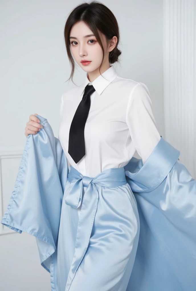 ulzzang-6500-v1.1, (raw photo:1.2), (photorealistic:1.4), beautiful detailed girl, very detailed eyes and face, beautiful detailed eyes, ridiculous, incredibly ridiculous, huge file size, super detailed, high resolution, very detailed, best quality, masterpiece, ((cheongsam)), illustration, very detailed, CG, unified, 8k wallpaper, amazing, fine detail, masterpiece, best quality, Very detailed CG uniform 8k wallpaper, face light, movie lighting, 1girl, 16 years old, ((no panties)), ((dynamic pose))), (half), ((pantyhose)), silver white long hair
