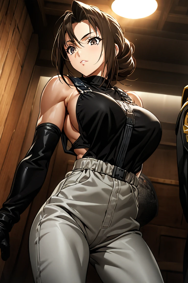 (High-definition CG), ( Best Quality ), (High-definition CG), ( Best Quality ), ( Mai Shiranui), (Overall view)  Huagai with a cool and handsome face  ,SWAT Clothing,  beautiful and sexy young woman , 18 years old,   toned and muscular ,  With a cool and handsome face , Sharp Eye, Big Breasts, big butt Kamen Rider costume