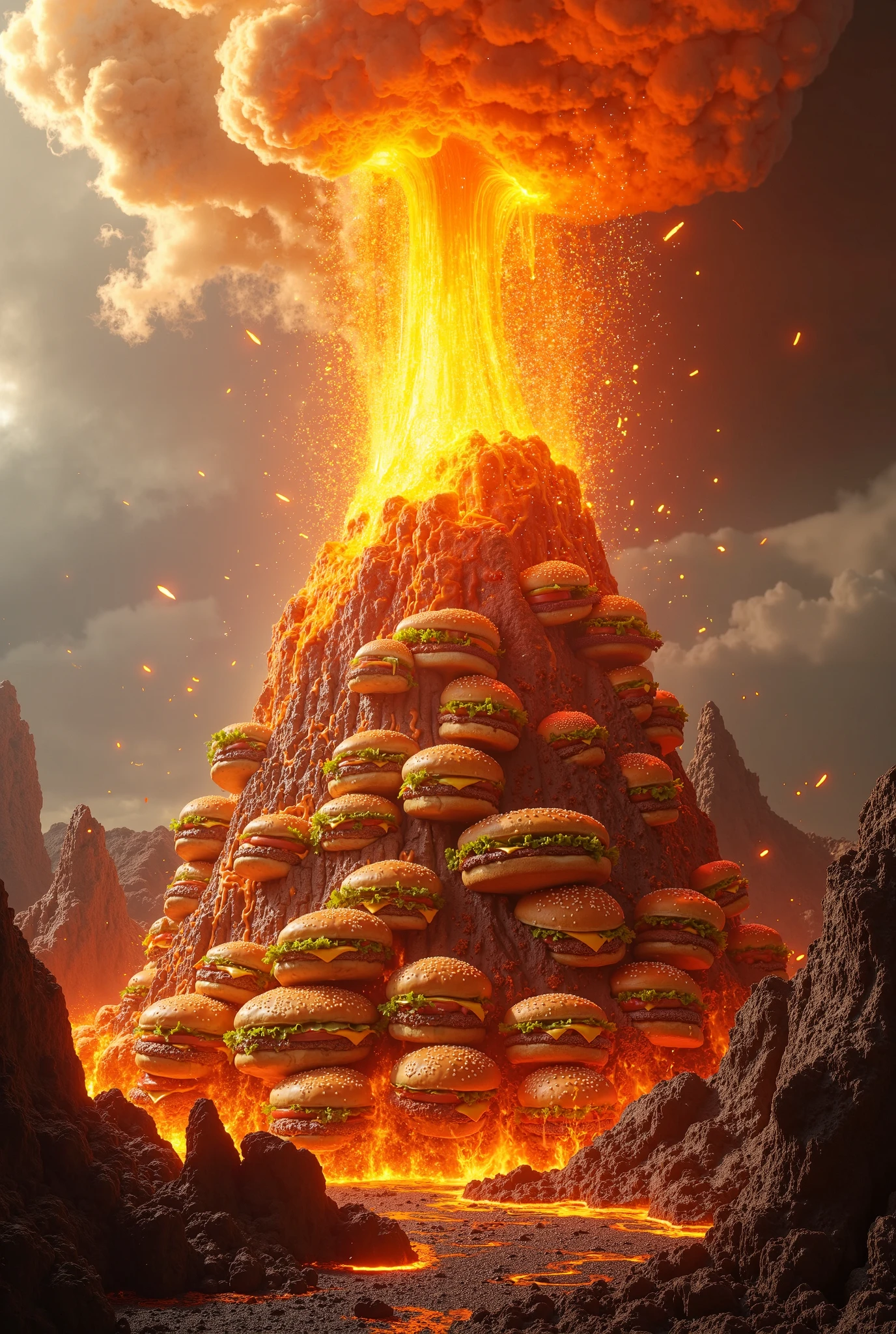poutine ( the canadian meal ) from ngauruhoe ( mount doom ),lava texture,char texture,volcano texture,fire texture lee howe ivan ault mohrbacher,4k resolution ral-lava <lora:ral-lava-sdxl:0.8>,by diegocr,Explosion <lora:Explosion Artstyle:0.7>
