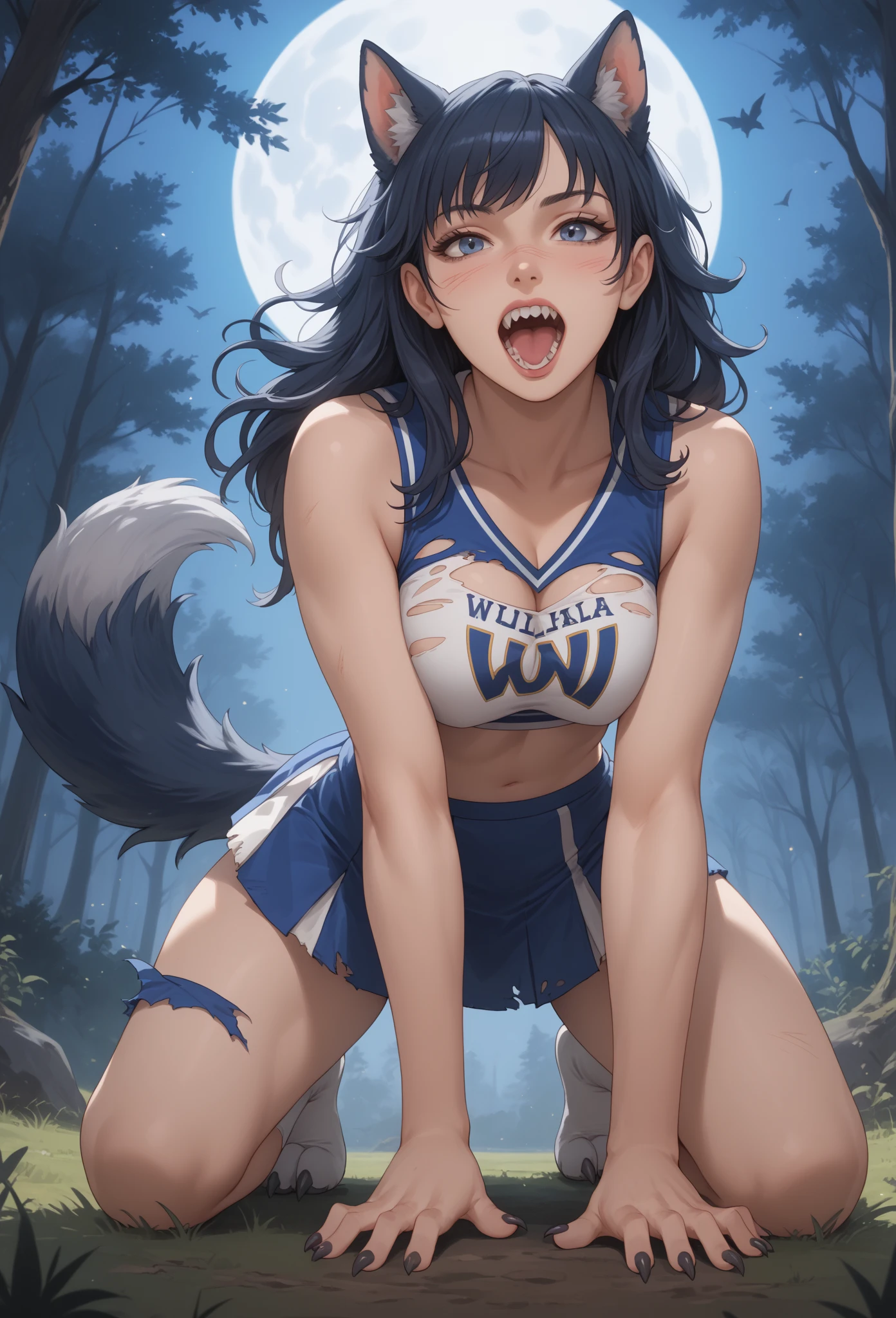 <lora:more_details:1>, monster girls, wolf, <lora:upshirtUnderboob_v10:1> upshirt, underboob, under boob,