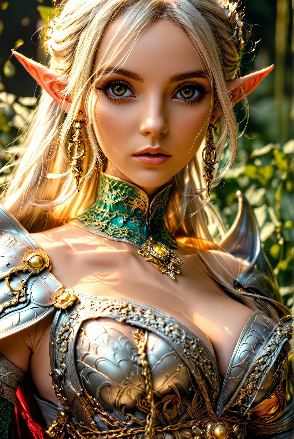 slow photo exposure image of a {1elven stunning pose, pop out from giant tulip petal, photo_model pose, haute couture royal regalia with head dress, front head necklace pendant, perfect proportional anatomy, UHD, intricate detailed, 8k, best quality ever, masterpiece, super detailed, unleashed creativity, beyond imagination, dramatic light, gradient motion color background}, rough, massive tulps all over the background, weathered and textured, slow shutter speed motion photography, shot on Fuji Film XT4 camera f/1.5. ISO 200