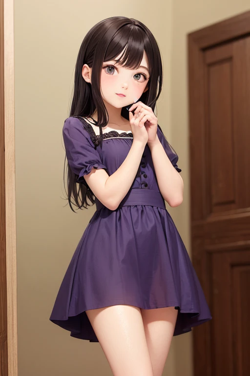 Realistic doll in purple color and handeball clothes 
