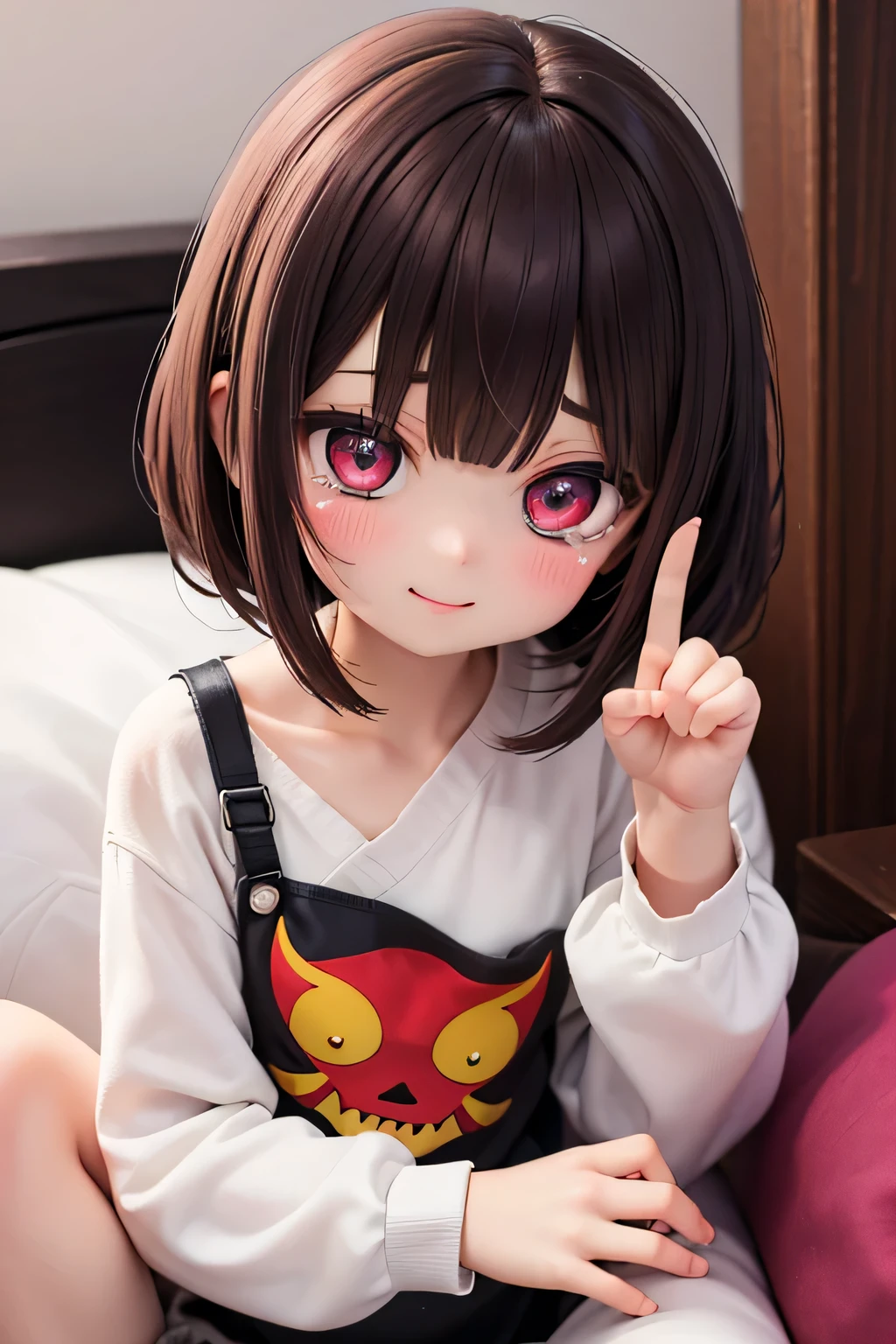  best quality 、 high definition、( HD:1.2)、masterpiece、 detailed background、( beautiful face down to the smallest detail:1.4)、 very detailed face、 anatomically correct、(Normal number of fingers:1.4)、 detailed eyes、age beauty、 perfect body line 、 brightly colored hair color 、 Braided Bob Cut 、Setsubun、Bean scattering、
(Setsubunの鬼が怖くて泣いちゃう2人の女の子:1.5)、
 with a relieved smile 、 don't let them fight in a loud voice 「 woolly ！ it's a demon! ！」and 、 in the living room is a father who acts as a demon wears a bright red demon mask 、 A girl about  was excited at first and clutches the beans, but {x} whispers in a quiet voice and drops the beans while leaning back and forth {x} Saya-chan {x} when the demon's father gets so close, her eyes gradually moisturize、
「 devil scary... 」 a cute moment where the gap from crying to returning to a smile makes you feel relaxed 、 cute