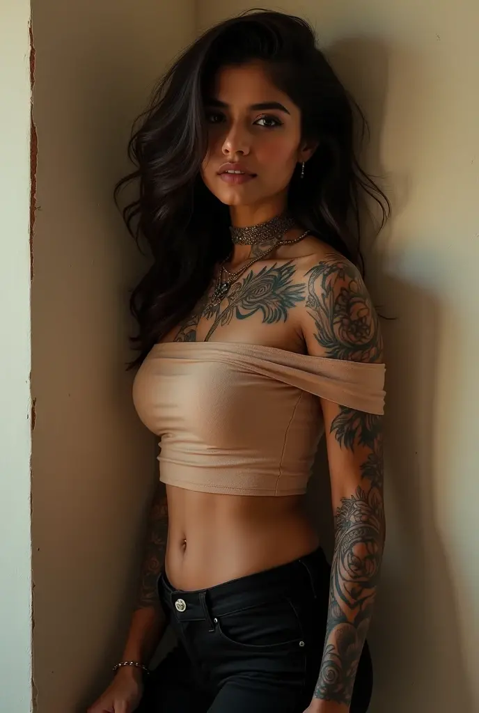 Mujer Arafed con tatuajes parada frente a una ventana, con tatuajes, cuerpo tatuado, Foto de una mujer hermosa, tatuado, Retrato de la parte superior del cuerpo, de chica taiwanesa con tatuajes, Entintado, Manga de tatuaje en su brazo derecho, hermoso cuerpo y rostro detallados, Tatuajes, hermosa parte superior del cuerpo, Mujer preciosa, Mujer atractiva, cuerpo completamente tatuado, Hermosa mujer mexicana