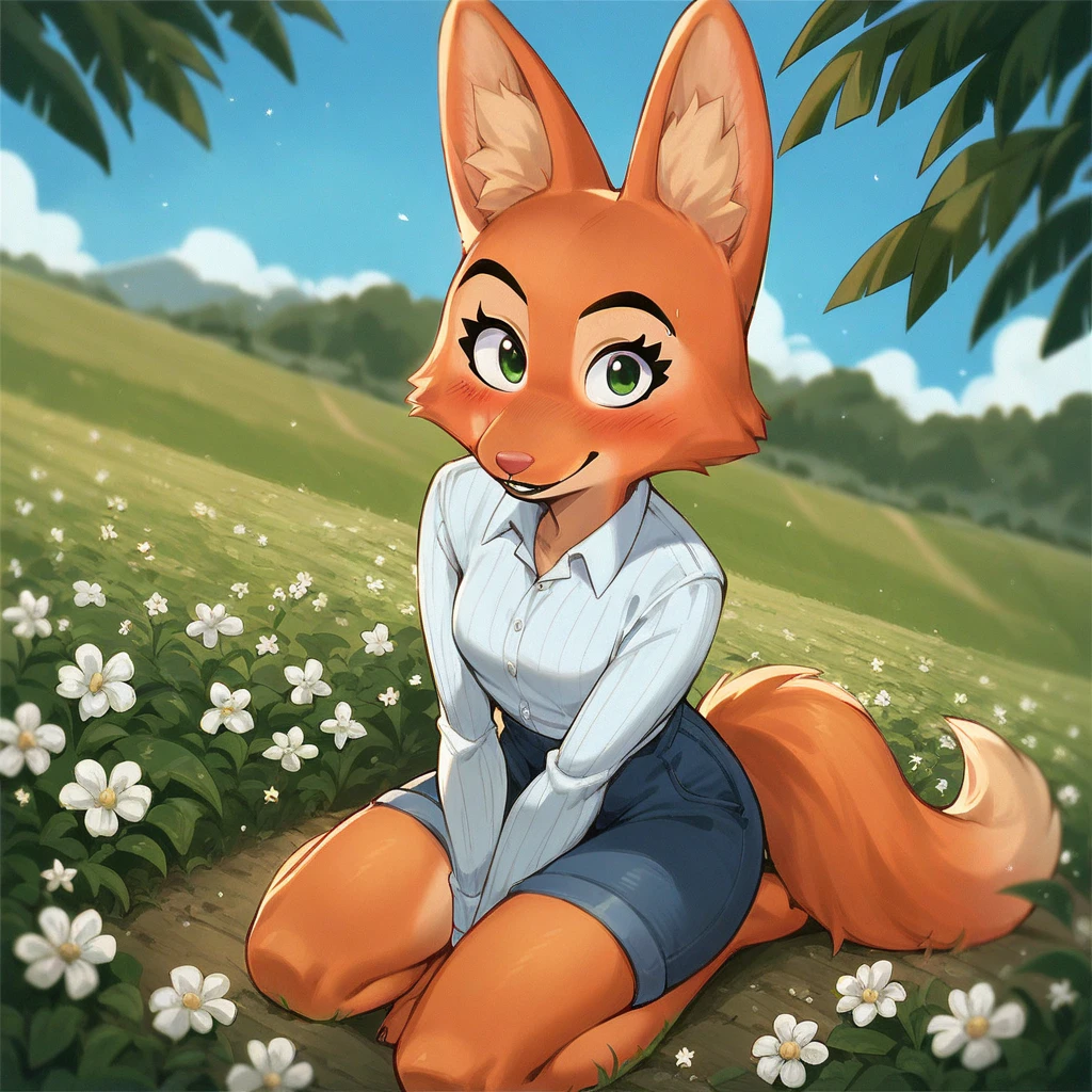 masterpiece, realistic, photograph, best quality ,female anthro sally chipmunk girl, solo, red hair, short hair, lying on grass, on back, flower, small rocks, butterflies ,loose summer dress, strapped dress, straw hat, looking at viewer, panties, smiling
<lora:sally-v1-locon:0.79>
