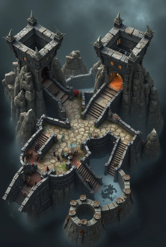 w3r, isometric,  map, in the style of game Diablo