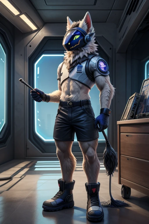 furry, male, young, young expressive furry face, athletic, pecs, abs, small waist, tall, teal fox, fox tail, cyberpunk, cybernetics, teal fur, white chest fur, white arms, white legs, barcode tattoos, blue tribal tattoos, robot, (broken neck:1.2, broken chest:1.2, broken belly:1.2), blue synthetic mechanical parts, blue synthetic mechanical component, blue ponytail hair, nude, talking, speaking, open mouth, black mouth, big blue eyes, hard nipples, erect white penis with foreskin, erection, white foreskin, leaking precum, on a assembly line, factory interior background, full body, full body portraits, full body shot