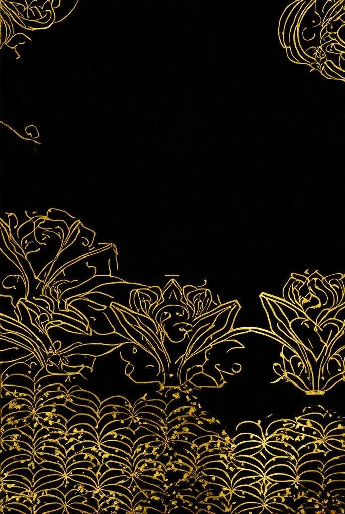 Japanese gold pattern, black background, (masterpiece:1.2), best quality, high quality, Highres,