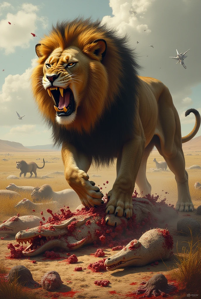 Lion mix venam kill by lion 