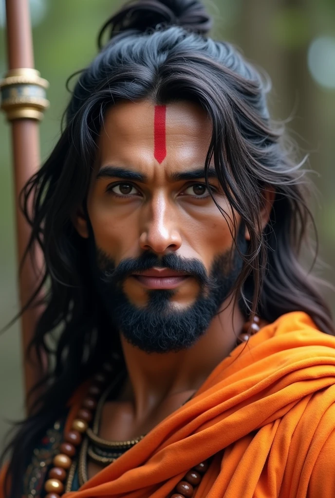 an Indian with wolf's skin on his head  