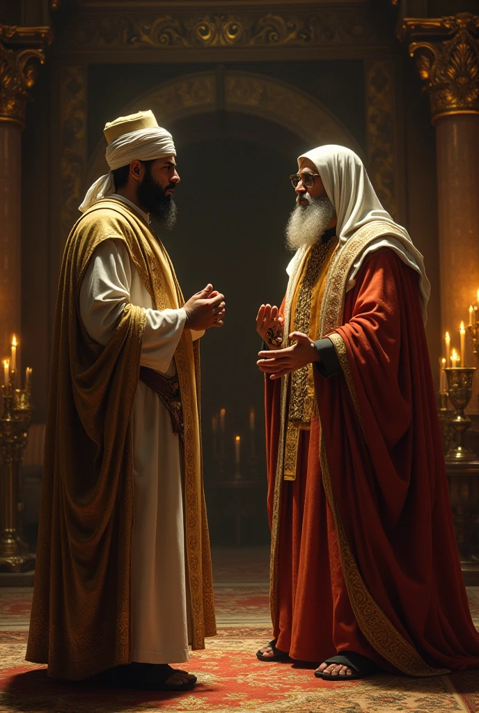 modelshoot style, (extremely detailed CG 8k wallpaper), ((full body photo)), 3 apostles of Jesus Christ: Peter Paul and John, talking, standing, barefoot, blue robes, poor and torn old men, majestic professional oil painting by Ed Blinkey, trend in ArtStation, Intricate, High Detail, sharp focus, dramatic and photorealistic painting art --auto --s2