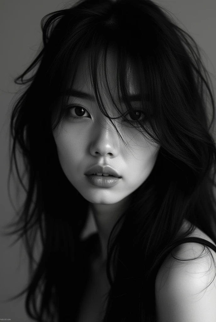 Monochrome, beautiful girl, Japanese woman