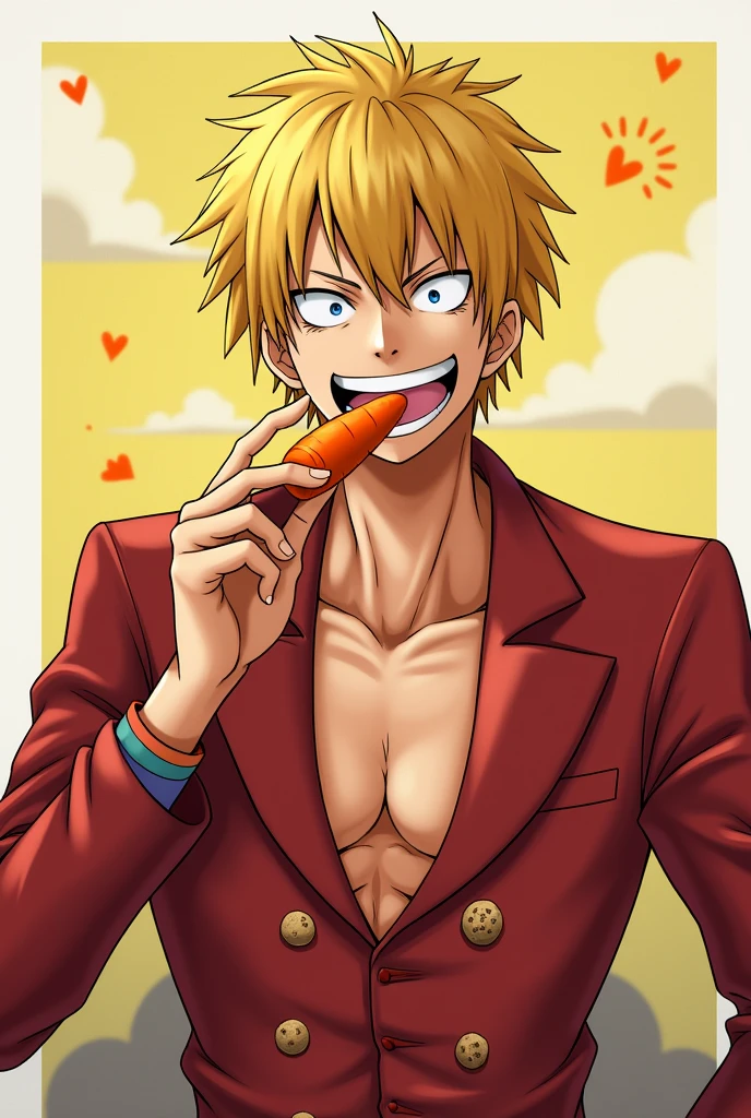 ((1 man: Sanji, Sanji from one piece, sanji2, new, lean muscular man, short straight blonde hair, curly eyebrow, pleasure, cumming, dominant, smirking, smiling, happy, horny, forceful, man with big dick, large erection,)) NSFW, porn, ecchi, echi, hentai, illustration, manga, anime, dick worship, dominant man, concept, blowjob, view from below, horny man, dominant Sanji, Sanji reclining, man reclining in chair, large erection, 1 penis, 1 dick, naked, nude, expecting fellatio,