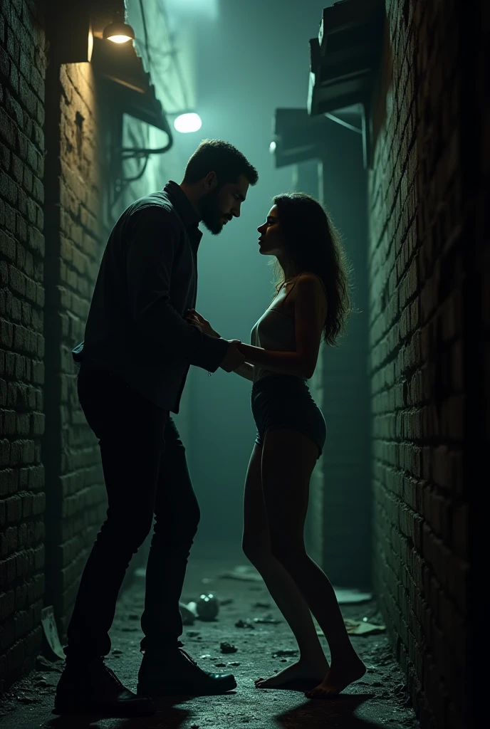 Nicole Maines choking man on a leash