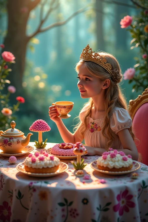 Kids blonde in pink dress holding a cup of coffee and a bag, vestido com um vestido rosa, vestido de baile rosa brilhante, doce, romantic rose tutu, meninae-rosa, Loli, dress he style of rococo, menina elegante,themed girl, estilo de conto de fadas, menina rosa bonita, Loces, por Wayne England, next gen, vestido rosa