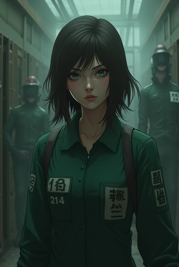 1girl, (solo:1.2), [slim], (small chest), pale skin, ((detailed eyes)), (bokeh effect), (dynamic angle), one girl with handcuffed wrists sitting in interrogation room, scared expressions:1.2, torn clothes. 