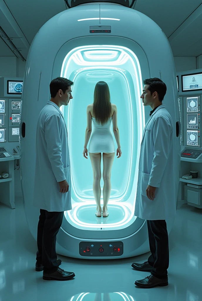 "Create a YouTube thumbnail featuring the text 'Frozen After Death?' with an image of a futuristic cryonics chamber, showing a body being preserved in a glass-like state. Use cool, icy tones like blues and silvers to highlight the freezing process. Include the Tomorrow Biostasis logo subtly in the corner, and use a bold, readable font for the text to make it eye-catching."