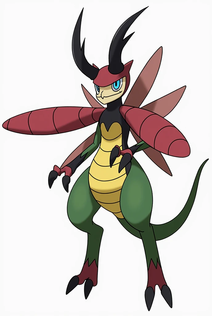blitzdrachin, flygon, male, solo, white background, big tail, model sheet,