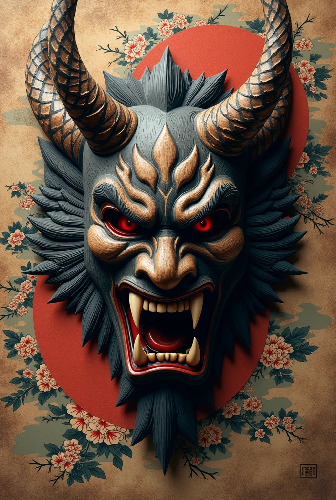 Japanese red demon mask 