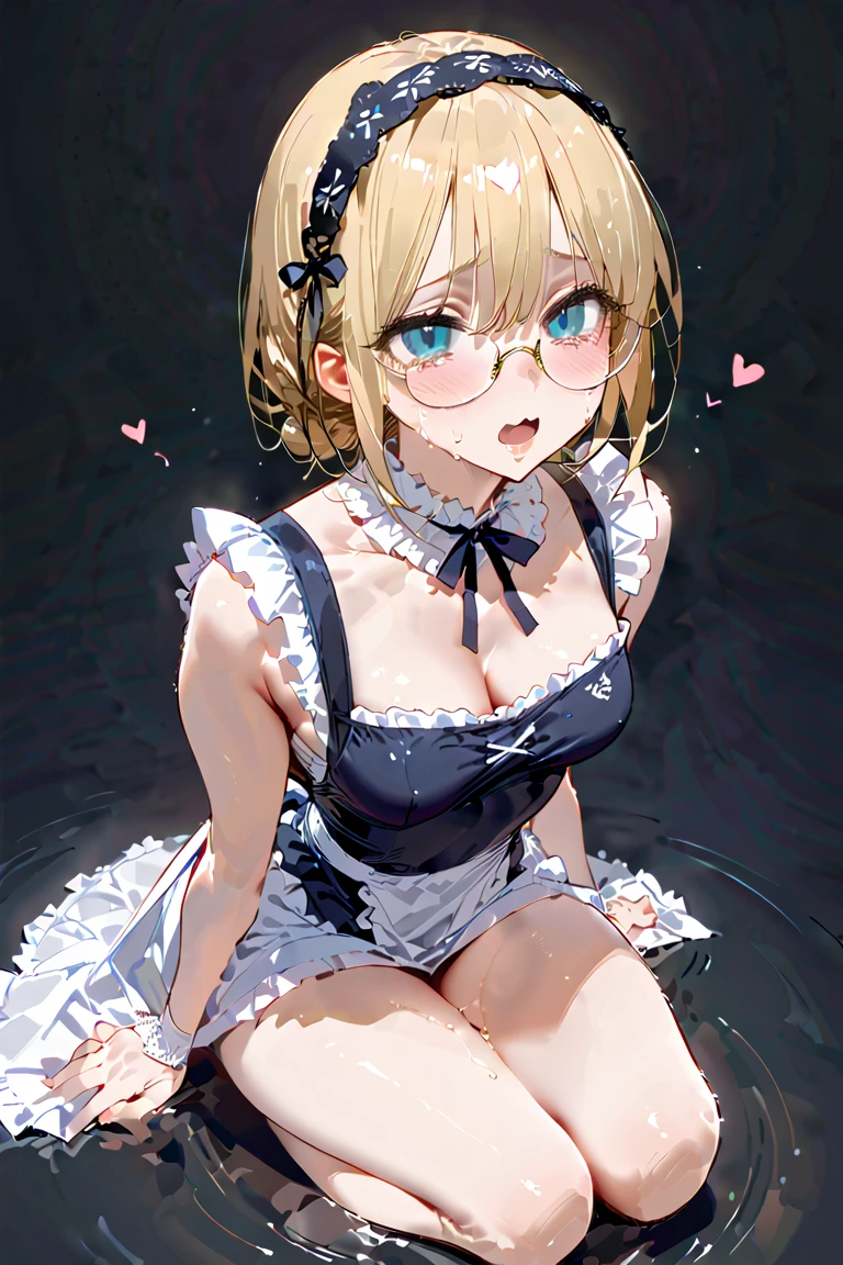 (from above:1.2),18 year old beautiful girl,Purplish blue eyes that dreamers desire,(Blonde hair) , small stature, (masutepiece:1.2, Best Quality),(finely detailed beautiful eye: 1.2),(beautifull detailed face),(perky chest:1.1),(pointed chest:1.2),(cakes magazine cover:1.5),(Best Illumination, extremely delicate and beautiful),sexy pose,Ultra Contrast,Braid a little around the ears, White long dress, (very detailed),(Raw photo, highest quality),(realistic, Photoreal:1.3), high detail, very detailed complex 3D rendering of face, (very detailed skin:1.2), dynamic angle, fire glow effect, professional lighting, side light, cinematic light, a super high resolution, 8K , best shadow, particles of light, Fine skin texture, detailed face, intricate details, Super detailed, shine, Please reconsider, full body,, beautiful face, shiny skin, thin, nice companion, delicate body, thin legs, cute apron, ((crawl on all fours:0.6)), beautiful back,little turn around, bend the body, the skirt is floating in the wind, Dark purple panties, thin Pubic hair ,highest quality, high resolution, Real World, Natural light, perfect Natural Light, ((the tip is protruding, areolas protruding)),Sweating,Wet,Wet crotch,Wet thighs,Realistic, (cute, perfect clothes: 1.3) ,narrow waist,(with sparkling eyes and a contagious smile), open mouth, looking at viewer,