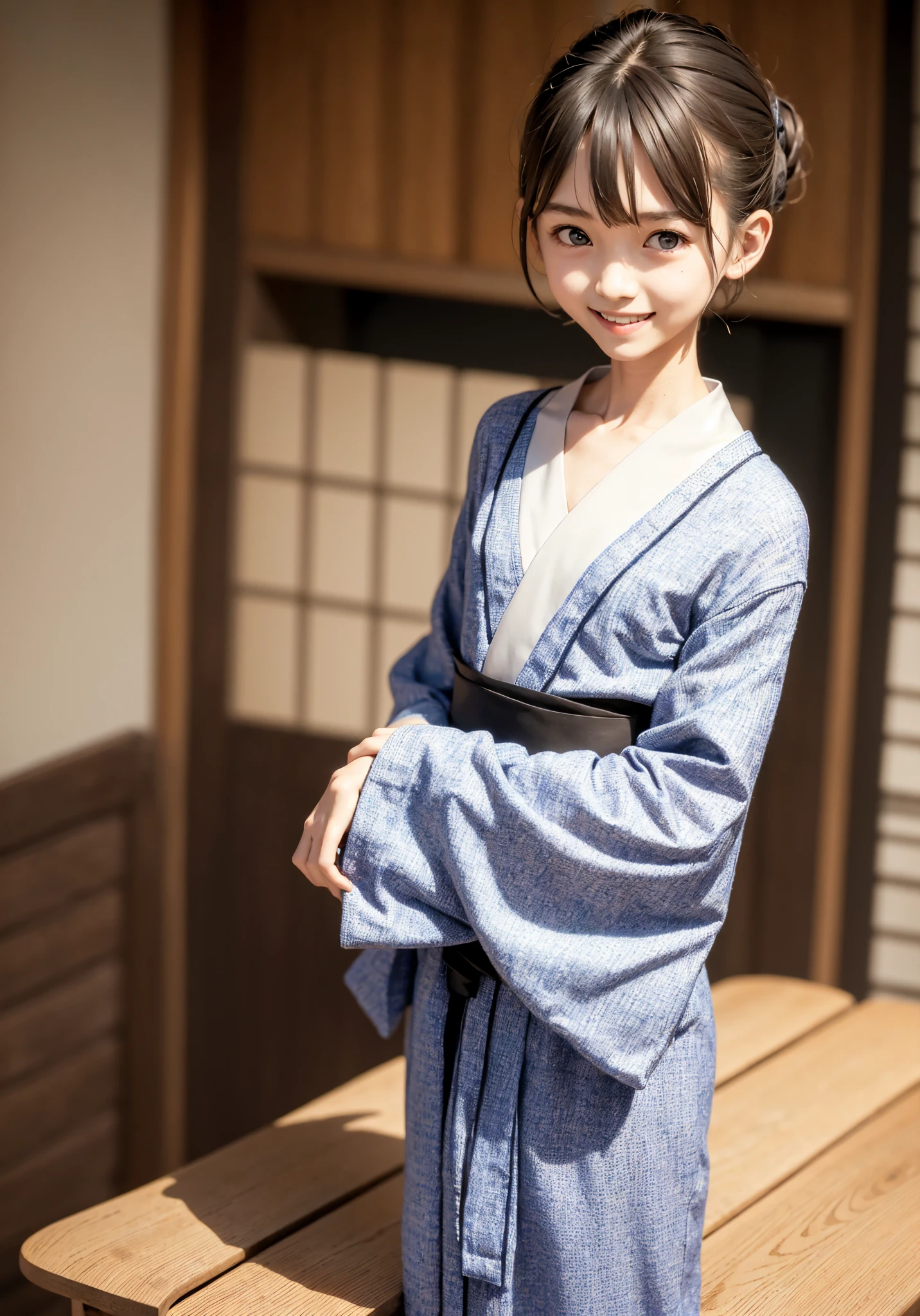  Japanese,Yukata,Lanky,little,underweight,Narrow shoulders,Thin arms, Cute Girl ,masterpiece, Details,4K,8k,16k, very skinny,younger,, Watching Viewers ,smile