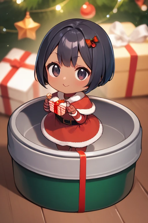 score_9, score_8_   up, score_7_   up, score_6, score_5_   up, score_4_   upanime break，   very young girl ，   cute,  chibi，Tiny,    Christmas Costumes   ,   Christmas present，  bob cut,   red ribbon   , Dark Eyes， Magic Rim   ，