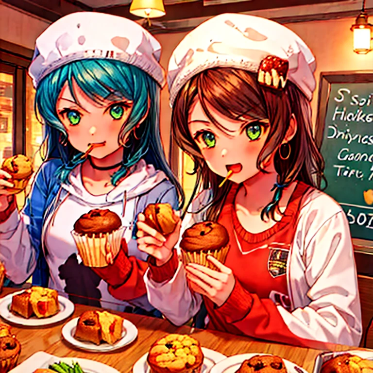 girls eating muffins for dinner