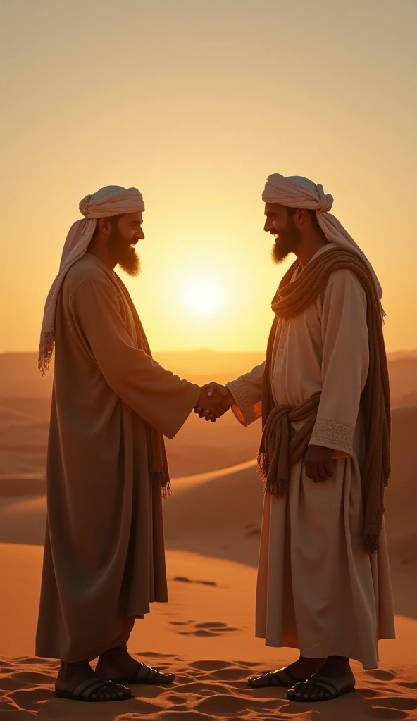 two arabian men shaking there hands coming from the war