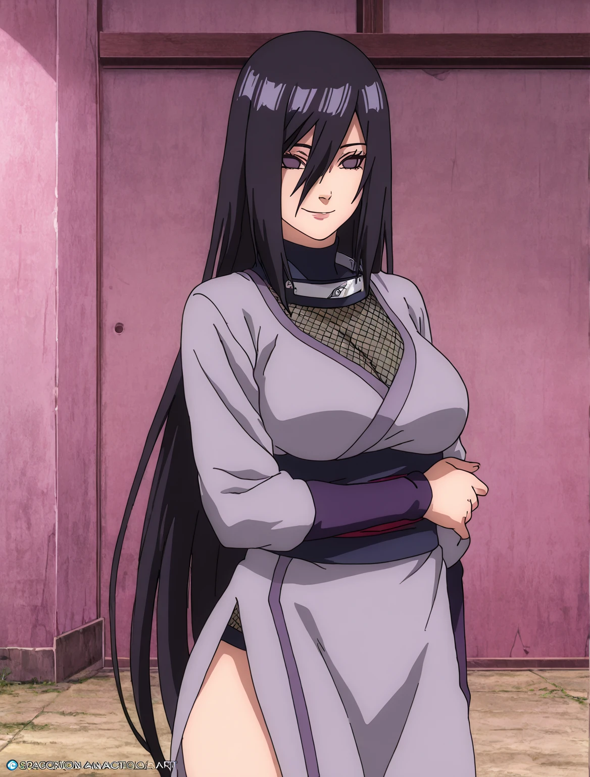 anime fairy tail, personaje seliah, pelo largo morado, hermoso rostro, pechos grandes, trasero grande, Curvaceous Body, calidad, 4k, adolescente, atractiva, sensual pose, tiene 2 cuernos en su cabeza, Seilah's appearance is that of a woman whose most notable features are two large horns that protrude from the sides of her head and point upward.. Sobre su cabeza tiene una banda que separa el pelo, enmarcando el flequillo del resto de su cabello por debajo de la banda. On his forehead there is a small circular symbol with a small dot in the center, rodeado por varios puntos alrededor de este. Around his neck he shows a small light-colored collar or band. Seilah's costume consists of a strapless dress with an etched design that resembles leopard skin., dicho vestido tiene un par de mangas largas y es atado debajo del busto, revealing a large amount of her chest that has a large size, On her back there is a large bow that seems to be made when tying her dress., este es de un color oscuro, utiliza un par de calcetas altas en color oscuro con una especie de bordados cerca de la orilla de ambas, estas resaltan los dedos de sus pies pues los muestran al descubierto, His fingers and toes are painted black.. It also has two marks made in dark color, estas colocadas sobre sus hombros.