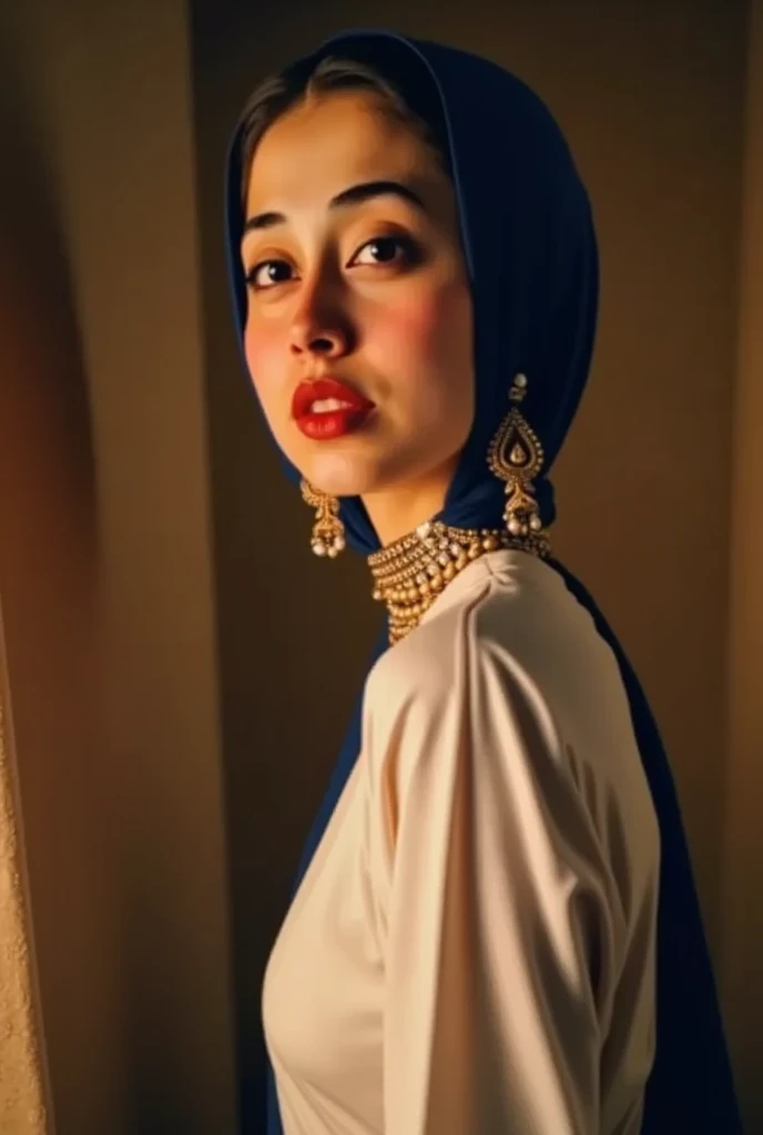 one real persian women, beautiful detailed eyes, beautiful detailed lips, extremely detailed face and skin, white skin, long hair, hijab, looking at camera, intricate jewelry, showing her breast, dramatic lighting, cinematic, serene expression, hyper realistic, photorealistic, 8k, high resolution, masterpiece, (best quality:1.2), (photorealistic:1.37), ultra-detailed, cinematic lighting, warm color palette, dramatic shadows, elegant, majestic, regal,8k,no makeup, real face
