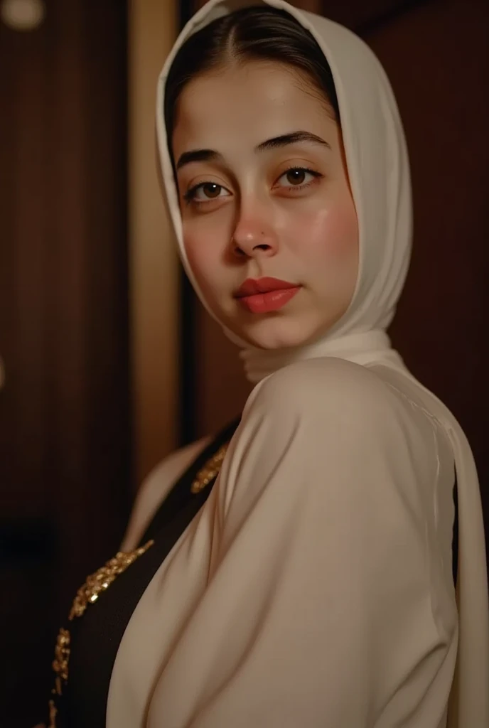 one real persian women, beautiful detailed eyes, beautiful detailed lips, extremely detailed face and skin, white skin, long hair, hijab, looking at camera, intricate jewelry, showing her breast, dramatic lighting, cinematic, serene expression, hyper realistic, photorealistic, 8k, high resolution, masterpiece, (best quality:1.2), (photorealistic:1.37), ultra-detailed, cinematic lighting, warm color palette, dramatic shadows, elegant, majestic, regal,8k,no makeup, real face
