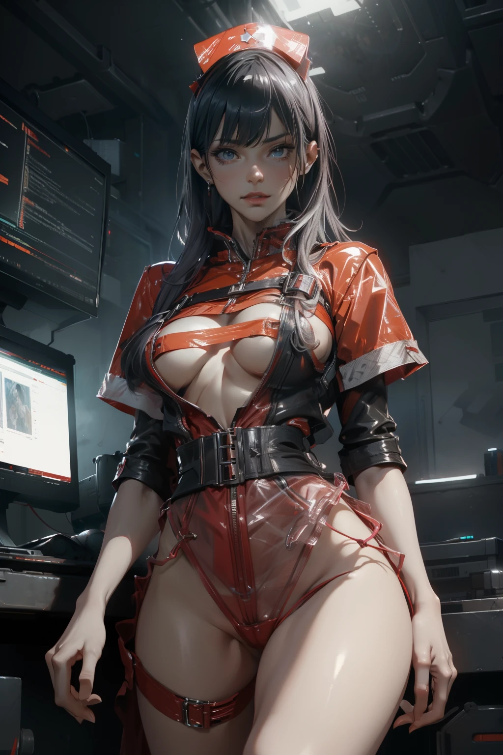 Beautiful Alluring female nurse, Bare Skin, wearing light pink see through latex, Athletic Well Toned Body, , In a high tech medical lab, Barely Clothed, Cyberpunk Theme, Beautiful D&D Character Portrait, Beautiful Face, Ominous, Dark Fantasy, Fiverr Dnd Character, Octane Render, Digital Art, Extreme Detail, 4k, Ultra Hd, Polished, Beautiful, Hyperdetailed, Intricate, Elaborate, Meticulous, Photorealistic, Sharp Focus, Wlop, Character Design, Unreal Engine, 3d Rendered, Volumetric Lighting, Reflections, Glossy, Digital Illustration, Sensual Pose, Suggestive Pose, Full Body Shot, naked, visible nipples, puffy vagina, 💖❤💕💋❣