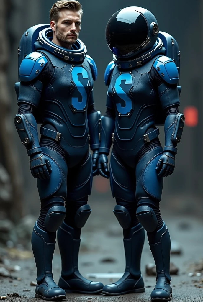An European man wearing cyber futuristic police uniform and Nike sneakers, he is an alluring 40yo man ,macrophilia, flush face Smiling,Standing whole body,full-body shot, massive giant bulge, virile older masculinity, muscled chest,Sunny and handsome,Exercise and fitness ,front Photo,Unworn hands, slim waist, large chest.