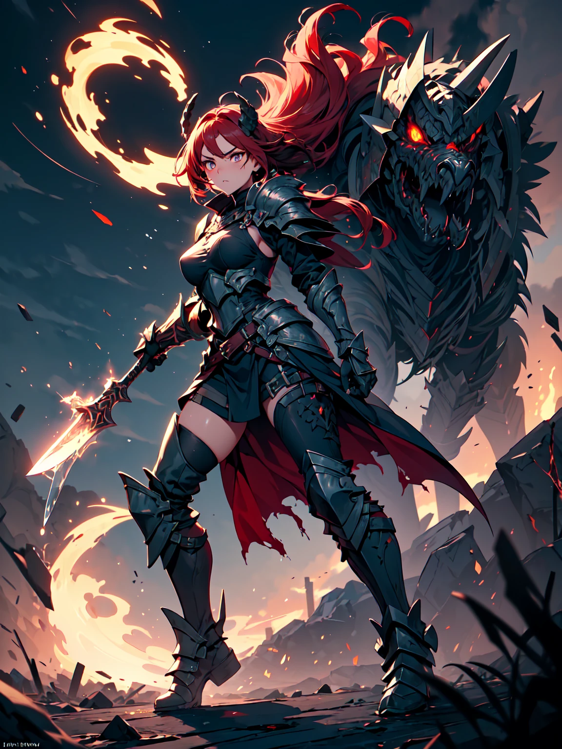 character design of a humanoid demon, with female bust, spider legs, scorpion claws, with a horn in the center of the forehead, no eyes, bizarre mouth and a black hole in the center of the chest, multiple poses, full body, anime style