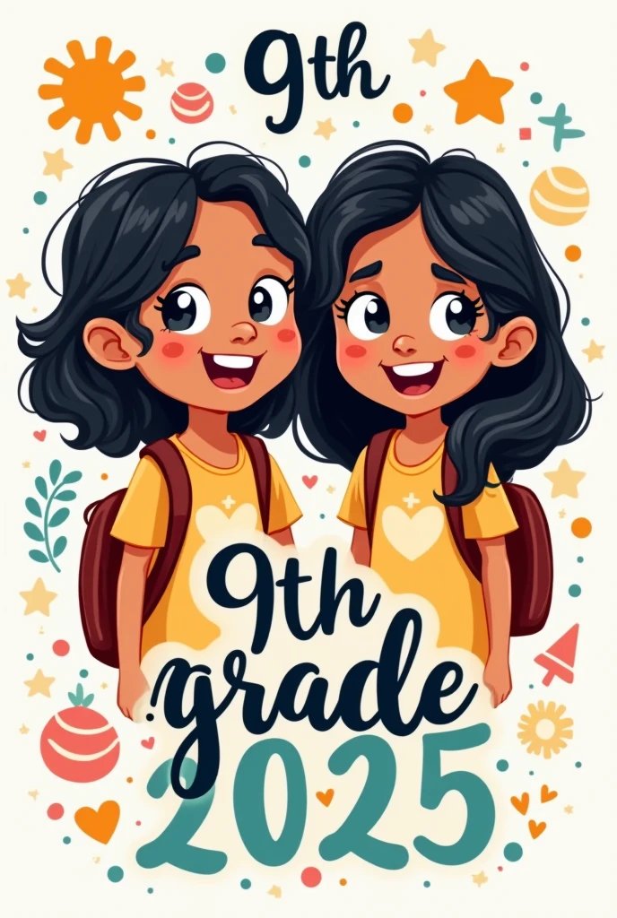 Two cartoon girls wearing Pakistan flag shirt having letters A and M on it
