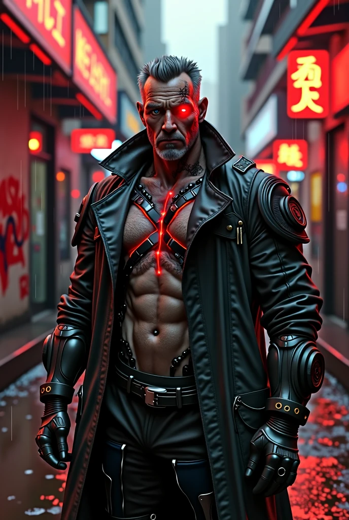 "dark theme :: closeup face focus, ultra realistic futuristic cyberpunk muscular male red hair sitting (smoking cigarette:1.2) :: cyberpunk face (cyber eyes) :: cool cybernetic punk jacket red neon eyes ,full of cable :: shirtless:: mechanical intricate mask :: natural lighting :: bokeh :: 8k :: best quality :: masterpiece :: futuristic cityscape background"