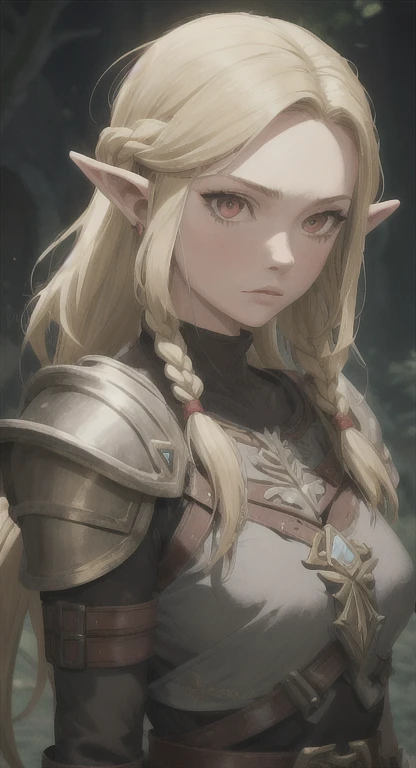 Ancient Hylian, Devine princess, Hylia, blonde, red eyes, bandit braids, looking at viewer, long messy hair, ancient Hyrule, lore accurate ancient leather armor,