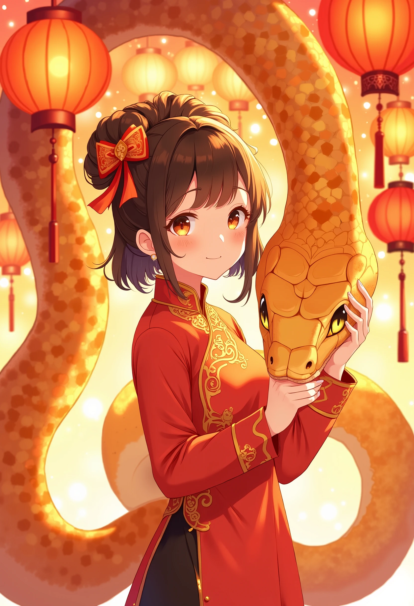 girl，snake，lantern，CNY