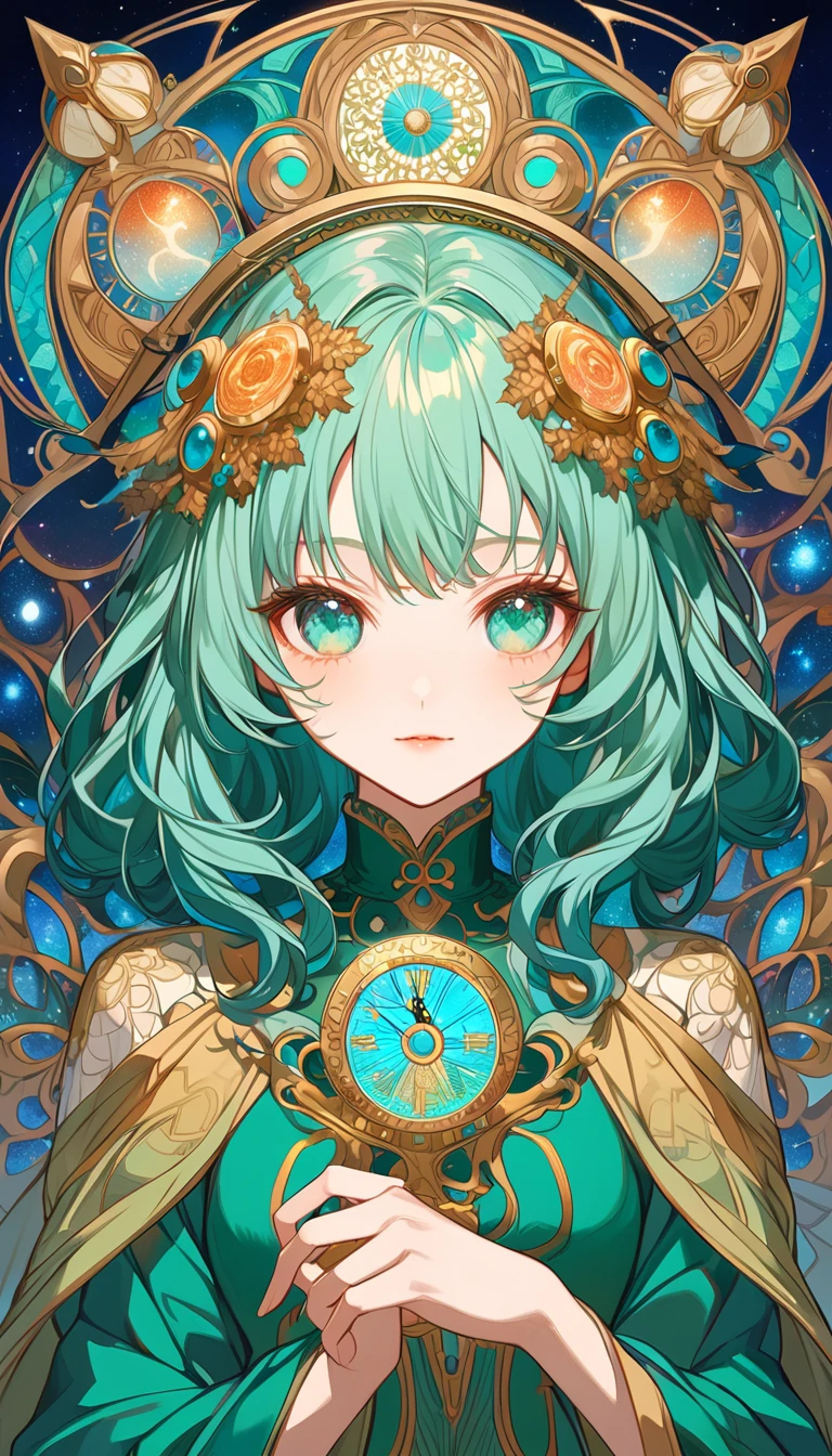 Woman with weapon coming out of body、kawaii、A magic circle appeared overhead and at your feet.、