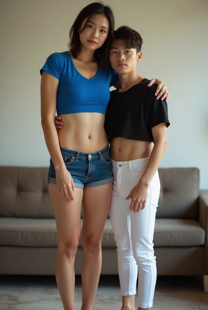 Two very beautiful naked Indonesian girl with very hairy armpits and sixpack abs kissing