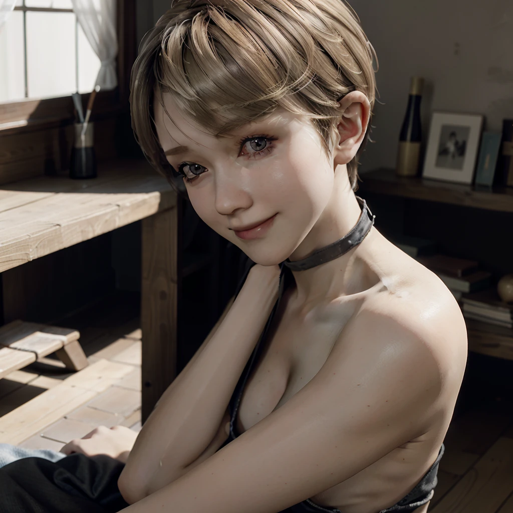 (ultra detailed, masterpiece, absurdres)) DBHKara, 1girl, short hair, blonde hair,nsfw,smile,nude