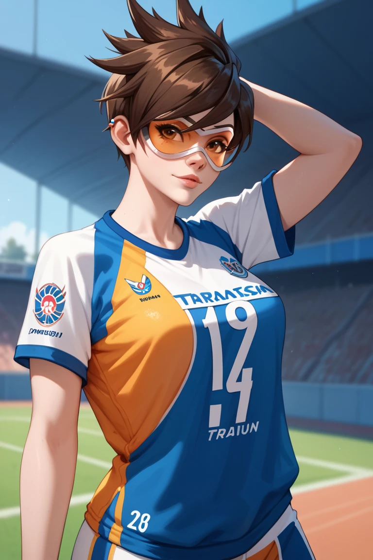 Overwatch tracer wearing the Brazilian national team jersey