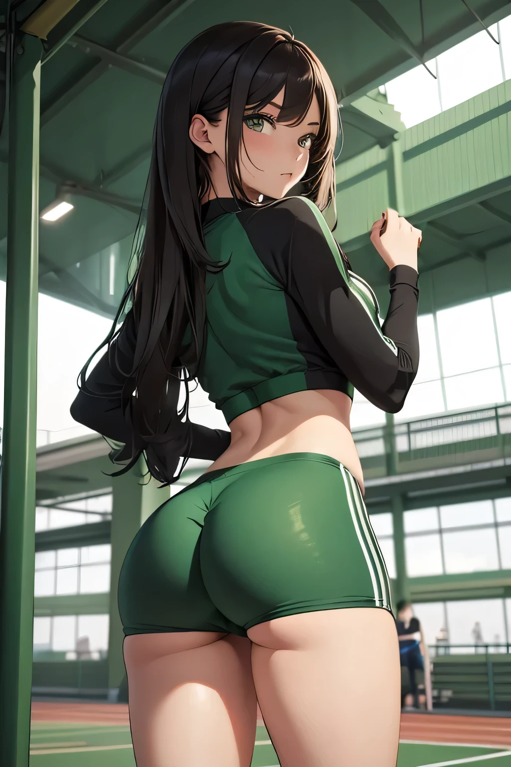 15 year old ager, but exercised,slightly high,beautiful,with brown green eyes,big ass,small breasts,get dressed in athletics uniform,Brown hair,wide waist and giant ass
